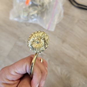 Gold floral shower curtain hooks